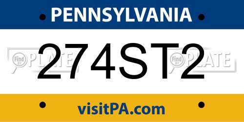 274ST2 Pennsylvania License Plate