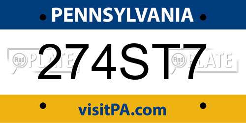 274ST7 Pennsylvania License Plate