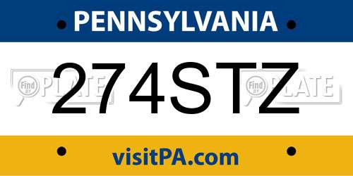 274STZ Pennsylvania License Plate