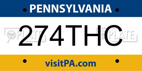 274THC Pennsylvania License Plate