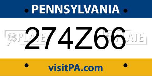 274Z66 Pennsylvania License Plate