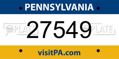 27549 Pennsylvania License Plate