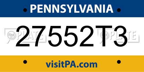 27552T3 Pennsylvania License Plate
