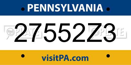 27552Z3 Pennsylvania License Plate