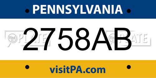 2758AB Pennsylvania License Plate