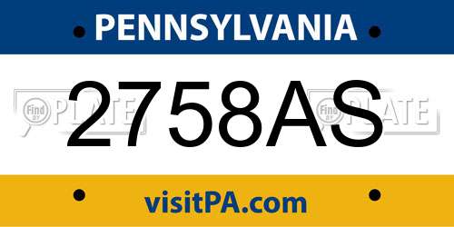 2758AS Pennsylvania License Plate