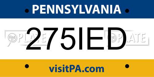 275IED Pennsylvania License Plate