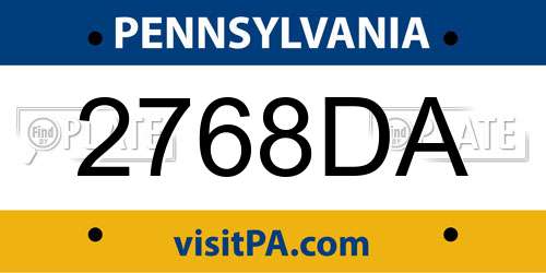 2768DA Pennsylvania License Plate