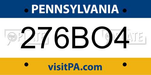 276BO4 Pennsylvania License Plate
