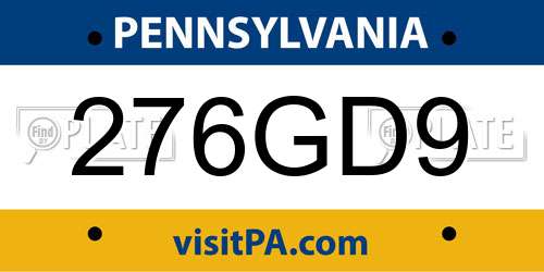 276GD9 Pennsylvania License Plate