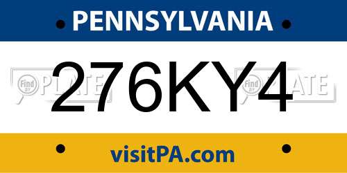276KY4 Pennsylvania License Plate