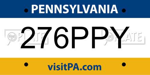 276PPY Pennsylvania License Plate