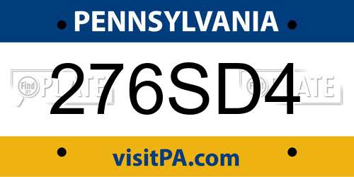 276SD4 Pennsylvania License Plate