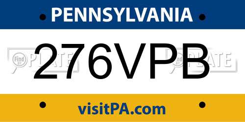276VPB Pennsylvania License Plate