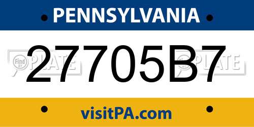 27705B7 Pennsylvania License Plate