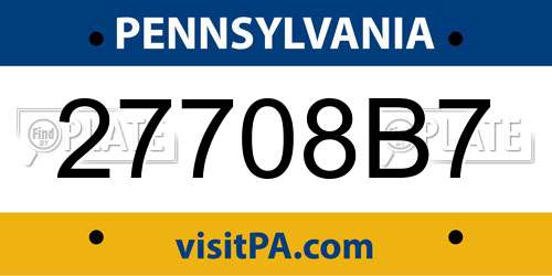 27708B7 Pennsylvania License Plate