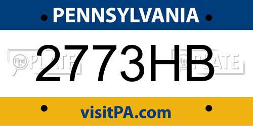 2773HB Pennsylvania License Plate