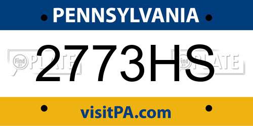2773HS Pennsylvania License Plate
