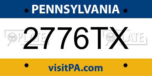 2776TX Pennsylvania License Plate