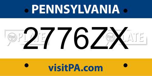 2776ZX Pennsylvania License Plate
