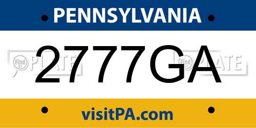 2777GA Pennsylvania License Plate