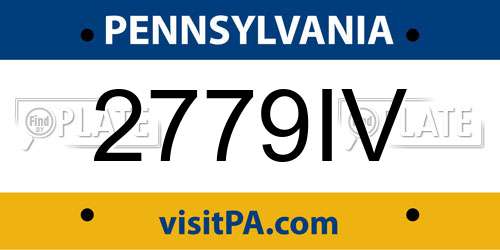 2779IV Pennsylvania License Plate