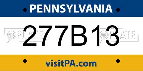 277B13 Pennsylvania License Plate