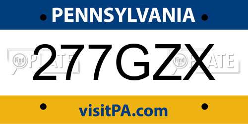 277GZX Pennsylvania License Plate