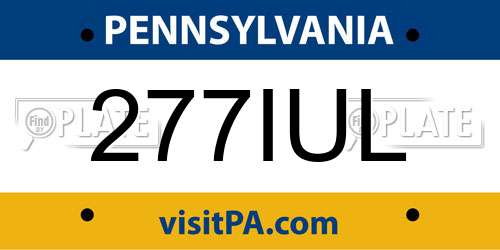 277IUL Pennsylvania License Plate