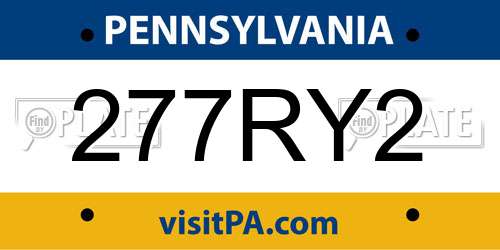 277RY2 Pennsylvania License Plate