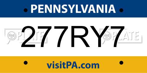 277RY7 Pennsylvania License Plate