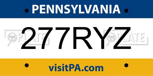277RYZ Pennsylvania License Plate
