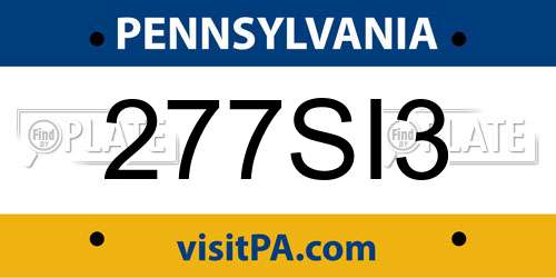 277SI3 Pennsylvania License Plate