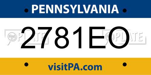 2781EO Pennsylvania License Plate