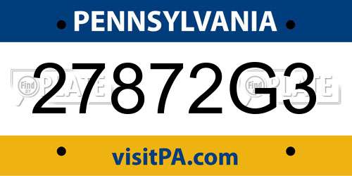 27872G3 Pennsylvania License Plate