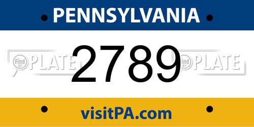 2789 Pennsylvania License Plate