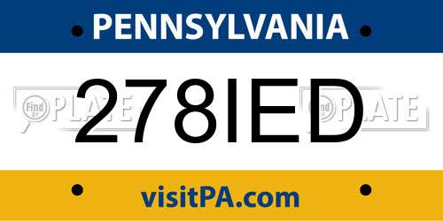 278IED Pennsylvania License Plate