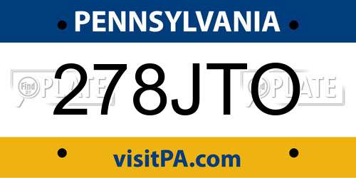 278JTO Pennsylvania License Plate