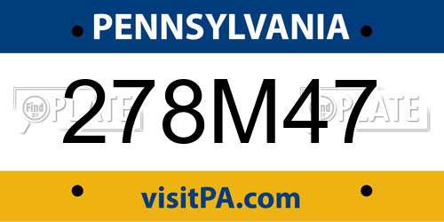 278M47 Pennsylvania License Plate