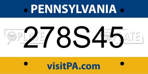 278S45 Pennsylvania License Plate