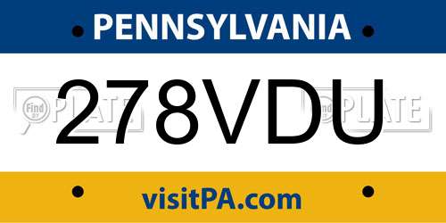 278VDU Pennsylvania License Plate
