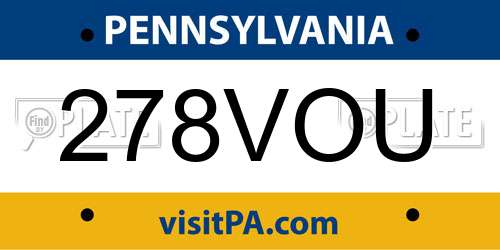 278VOU Pennsylvania License Plate
