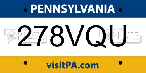 278VQU Pennsylvania License Plate