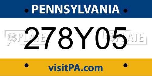 278Y05 Pennsylvania License Plate