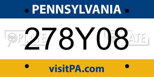 278Y08 Pennsylvania License Plate