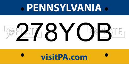 278YOB Pennsylvania License Plate
