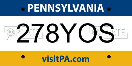 278YOS Pennsylvania License Plate