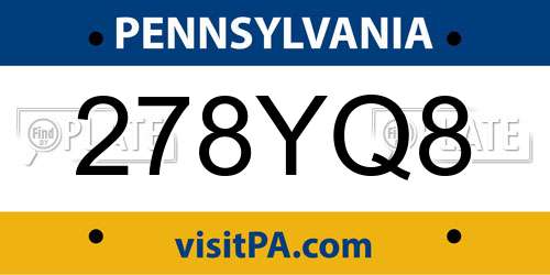 278YQ8 Pennsylvania License Plate