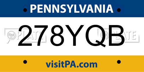 278YQB Pennsylvania License Plate
