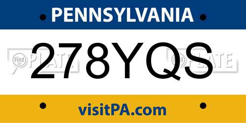278YQS Pennsylvania License Plate